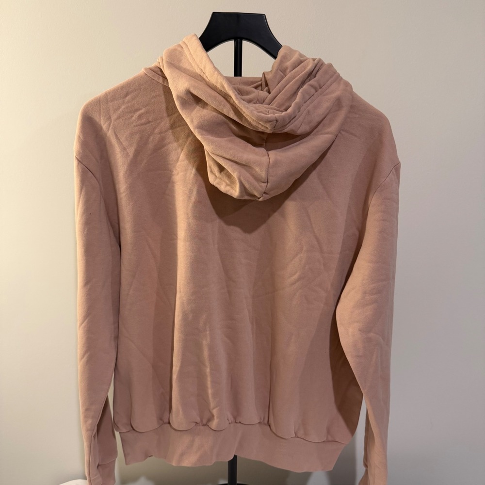 H&M Divided Women Mauve Pink Love Embroidered Pullover Hoodie Sweatshirt Medium - Picture 7 of 8